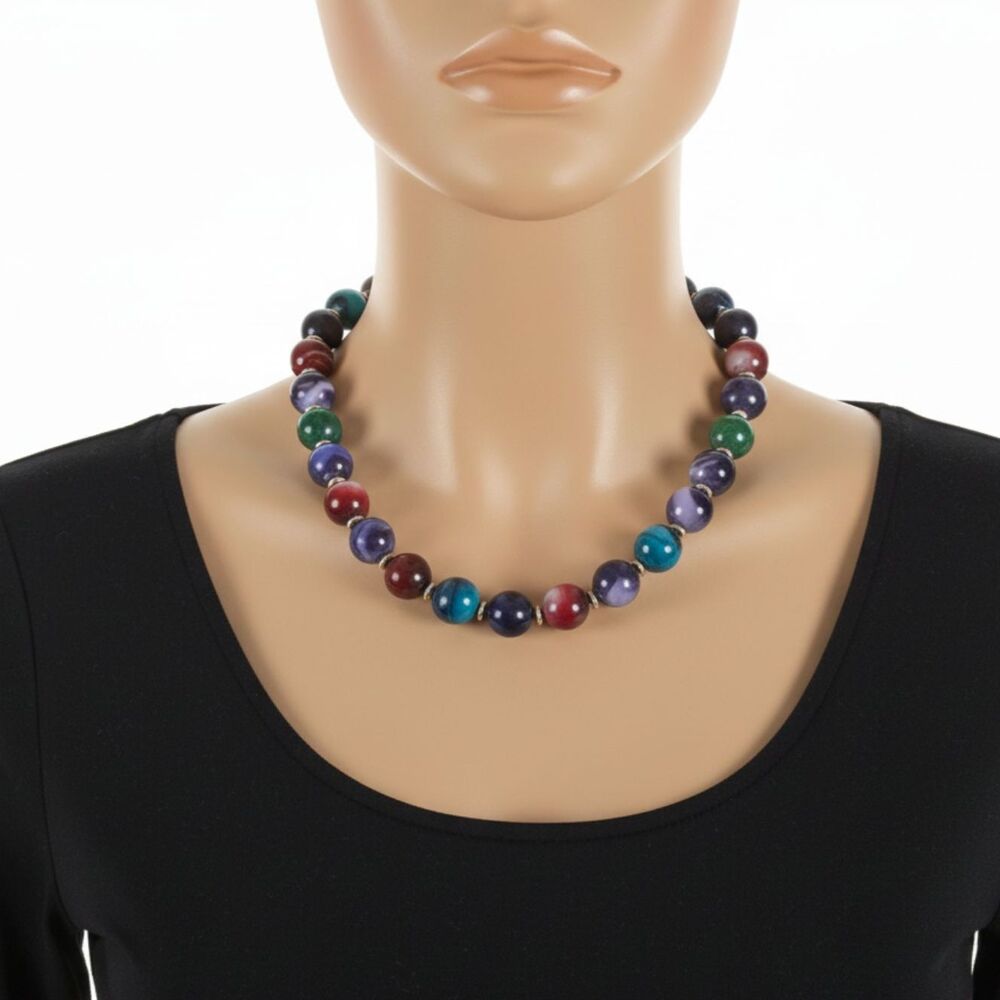 VTG Multi Colored Glasss Marble Necklace